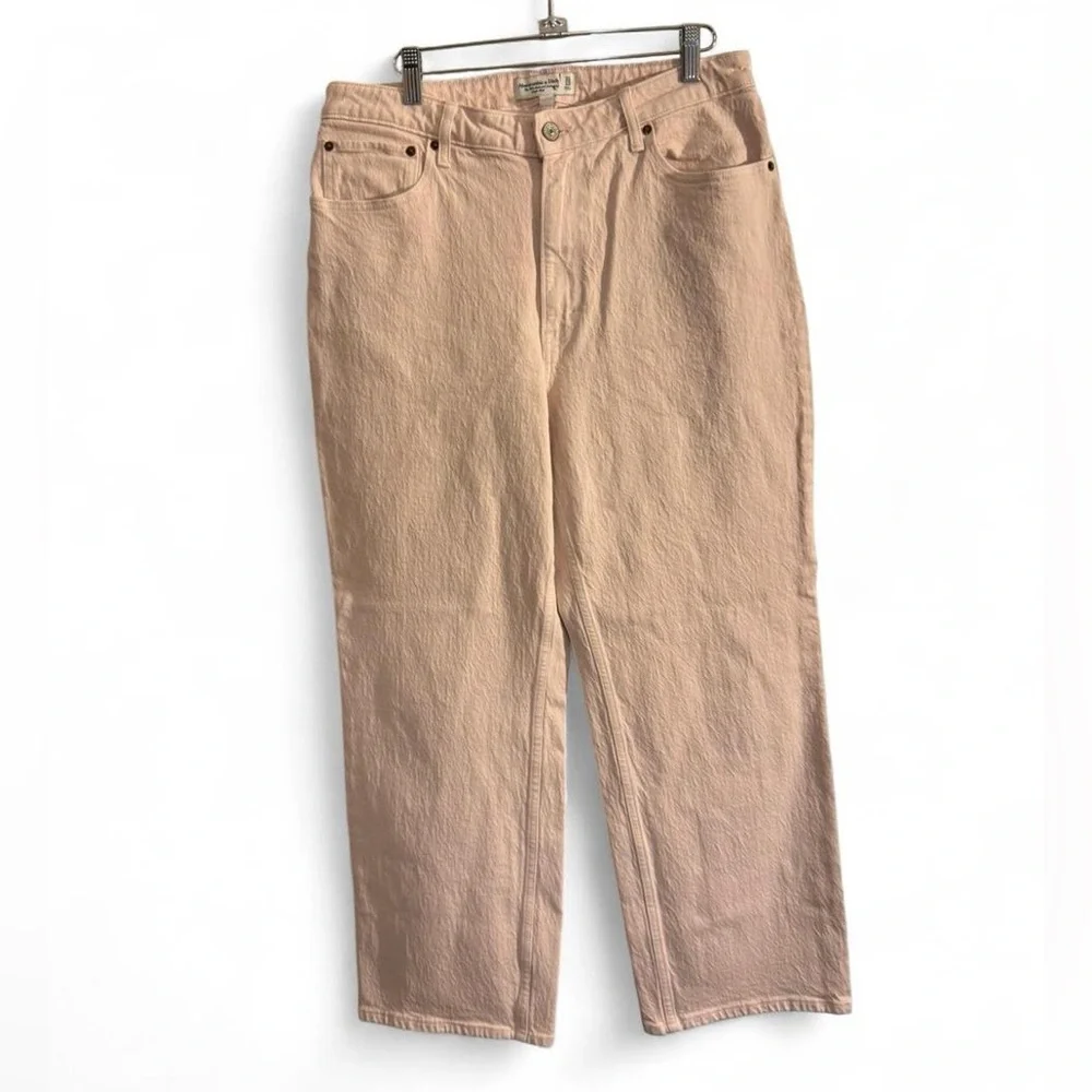 💖 Abercrombie & Fitch Light Pink High Rise Straight Jeans 31 (12) Short 👖